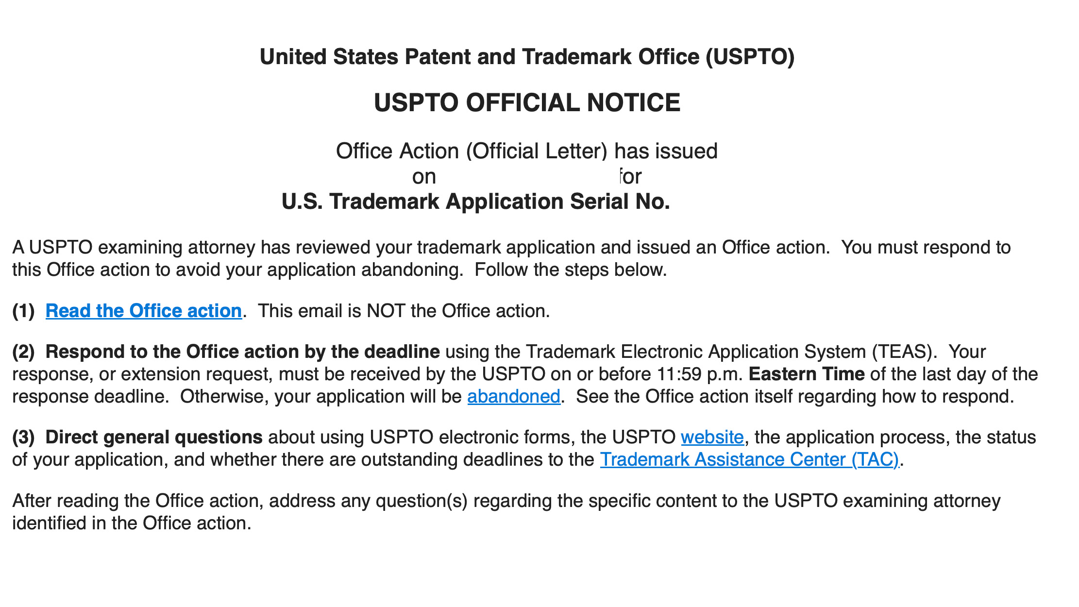 Trademark Office Action